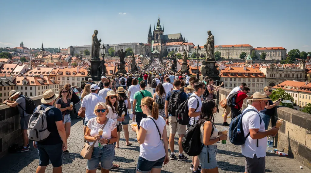 Prague in July — peak summer, crowded, hot, vibrant